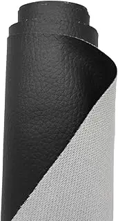 A-Express Grained Faux Leather Fabric Waterproof Heavy Duty Leatherette Vinyl Leathercloth Upholstery Textured Material - Black Half Metre 50cm x 140cm