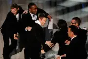 Actors Brian Geraghty, Anthony Mackie, Jeremy Renner onstage at th- Old Photo