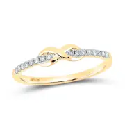 10kt Yellow Gold Womens Round Diamond Infinity Knot Stackable Ring 1/10 Ctt