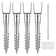 No Dig Ground Anchor 4 Pack 3.94 x 2.76 x 27.56 in DIY Screw in Post Stake