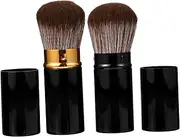 MERRYHAPY 2Pcs Portable Makeup Brush Black Foundation Blush Brush for Travel Cosmetic Tool for Daily Use for