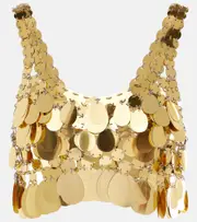 [Rabanne] Rabanne Golden Sparkle Assembly sequined crop top AU 14 gold