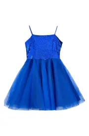 Un Deux Trois Kids' Sequin & Tulle Party Dress in Cobalt at Nordstrom, Size 8