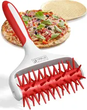 Pizza Dough Docker Pastry Roller with Spikes, Pizza Docking Tool for Home & Commercial Kitchen - Red