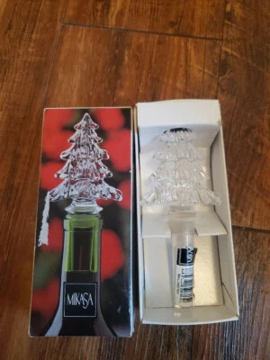 Mikasa Crystal Christmas Tree Bottle Wine Stopper Holiday Time Austria