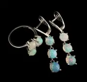 Opal from Ethiopia 6 mm Ring Earring sets 925 Ring Starling silver