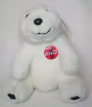 Coca-Cola Polar Bear Coke White With Coca-Cola Button Plush 1993 10"