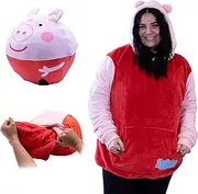 Peppa Pig Blanket Hoodie for Adults Kids Toddlers | Cozy Snuggie & Pillow | Longsleeve Sweatshirt