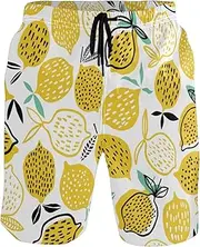 [GuoChe] Mens Funny Swim Trunks Gold Lemons Yellow Quick Dry Bathing Suits Beach Swim Shorts Mesh Lining