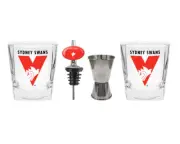 Sydney Swans AFL Set of 2 Spirit Glasses Jigger Pourer Man Cave Bar Gift