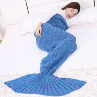 在飛比找蝦皮購物優惠-insSMT毛線毯 美人魚毯子 針織毯子 美人魚尾巴