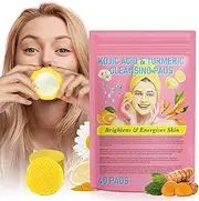 VFjVlVdG Turmeric Cleansing Pads, 40pcs - Kojic Acid & Turmeric Face Scrub Pads for Deep Cleansing & Oil Control