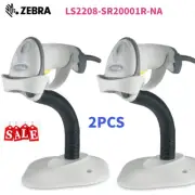 2PCS Zebra Symbol LS2208-SR20001R-NA 1D Handheld Barcode Scanner Stand USB Cable