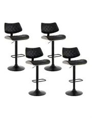 [Artiss] Wooden Leather Gas Lift Bar Stool x4 in Black