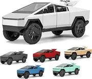 Cybertruck Camper Toy car,1:24 Zinc Alloy Pull Back Toy Car with Cyberquad,Sound and Light,Display Model (Silver)