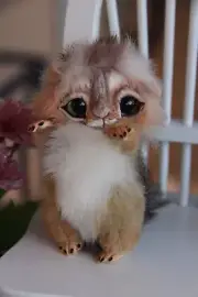 Fur Plush Toy Real Squirrel Handmade Art Doll Artist 5" for antique dolls