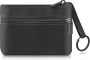 [Amexo] Key Case Leather Men's Coin Bag Small Coin Purse Leather Bag Small for Change Storage, Black, Modern