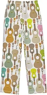 [ZZXXB] Guitars Pattern Boys Long Pants Soft Trousers Elastic Waist Kids Lounge Bottoms with Pockets S-XL