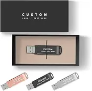 Personalized OTG USB Flash Drive, 50 Pack Custom Metal Swivel 4-in-1 Multifunctional Pen Drive USB 3.0 Memory Stick for Corporate Promotional Giveaways and Business Gifts (64 GB,with Gift Box)