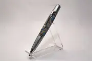 Twist Pen with Pistachio Shell Cast in Acrylic in Chrome and Satin Chrome