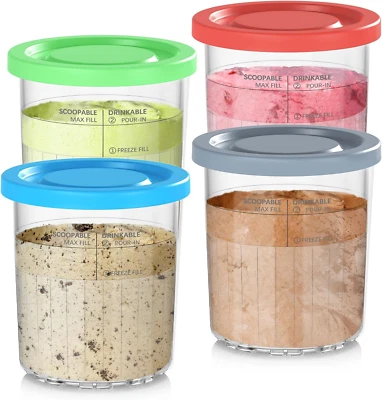 24OZ Containers Replacement for Ninja Creami Deluxe Pints 4 Pack, Compatible wit