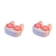 2x Cuisena Plastic Bunny Lunch Box Container Food Snacks Storage 21x18cm Pink