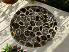 Wild Agate Stone Coffee Table Top, Round Geode Agate Stone Center Table Top