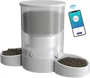 Automatic Cat Feeder for 2 Cats, 2.4G WiFi Smart Pet Feeder withr Remote APP Control, 3L Timed Pet Feeder with Stainless Steel Bowl Programmable 1-10 Meals, Dual Power Supply,10s Meal Call (WiFi)