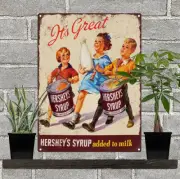 1940s Hershey's Syrup add milk kids drums bottle Metal Repro Sign 9x12 60800