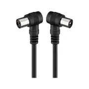 Goobay Angled Antenna Cable (<70 dB) (M/F) 1.5M for TVs/Radios/Receivers - Black - 1.5 Metres