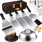 29PCS BBQ Grill Tool Set, Stainless Steel Griddle Accessories Kit, Flat Top Grill Accessories Set, Grill Spatula Set for Outdoor Barbecue Family Parties and Picnics