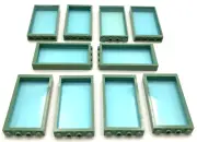 Lego 10 New Trans-Light Blue Glass for Windows 1 x 4 x 6 Sand Green Door Frames