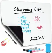 12x8 Magnetic Whiteboard for Fridge Mini Dry Erase Board with 3 Markers Eraser f