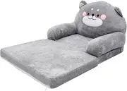 ROMANSENTIAL Folding Sofa Couch Fold Out Sofa Bed Seat Couch Backrest Foldable Couch Elephant Chair Recliner Sofas Couches Stool Grey Plush