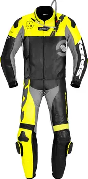 Spidi DP-Progressive Tour, leather suit 2pcs. , color: Black/Neon-Yellow/Grey , size: 56