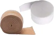 2Pieces Polyester Hem Tape Fusing Tape 1 Inch X 5.5 Yards Iron on Hemming Tape for Clothing Trousers Sewing Dress, White and Beige