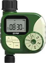 GMR Irrigation Computer, Irrigation Control for Garden Hose, Programmable Watering Timer with 3 Programmes, Rain Delay, Manual/Automatic Irrigation System, 1 Output