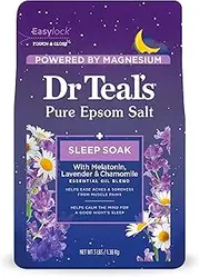 Dr Teal's Pure Epsom Salt Soak, Sleep Blend with Melatonin, Lavender & Chamomile Essential Oils, 3 lbs