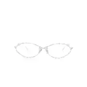 [Yvmin] Yvmin Ripple Crystal-embellished Oval-frame Glasses ONE SIZE SILVER