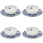 Vista Alegre Transatlantica Tea Cup & Saucer, Set of 4