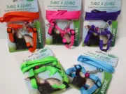 Large ferret adult adjustable nylon walking harness & lead set chest 18-28cm