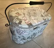 Dritz Green Oval Sewing Basket Metal Handle Brand New A Tags Floral Design Light
