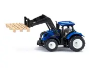 New Holland T7.315 Tractor with Pallet Fork and Pallet Blue and Black Diecast