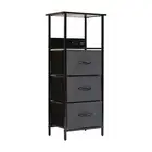 Sodano 3 Drawer Nightstand with Charging Station, 2 USB Ports, 1 Outlet, Blac...