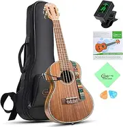 Hricane Ukulele Concert 23 inch Koa Solid Wood Professional Ukulele with Gig Bag Ukulele String Set