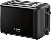 [Bosch] DesignLine TAT3P423DE Compact Toaster with Integrated Stainless Steel Bun Attachment, with Automatic Shut-Off, with Defrost Function, Perfect for 2 Slices of Toast, Lift Function, Wide, 970 W,
