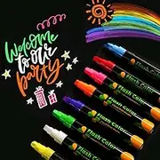 QTQYQJ 8 Colors Erasable Chalk Markers Pens Set - Dustless & Non-Toxic Colorful Graffiti Highlighter Marker Chalkboard Pens Works & Washable on Blackboard,Glass,Window,Mirror & Plastic