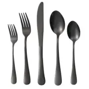 40-Piece Black Silverware Set for 8 Stainless Steel Cutlery Utensils Kitchen