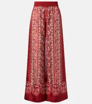 [La DoubleJ] La DoubleJ Printed silk twill palazzo pants UK 14 red