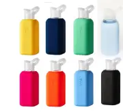 Squireme 500ml 17oz Square Borosilicate Glass Water Bottle Silicone Sleeve-NEW